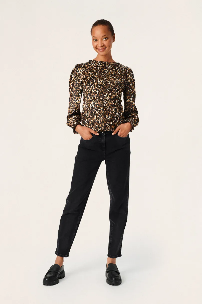 Online Soaked in Luxury SLMarge Bluse BeigeLeopard