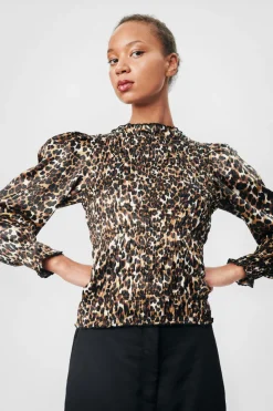 Online Soaked in Luxury SLMarge Bluse BeigeLeopard