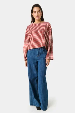 Soaked in Luxury SLNeo T-shirt RussetBrownandWhiteStripe