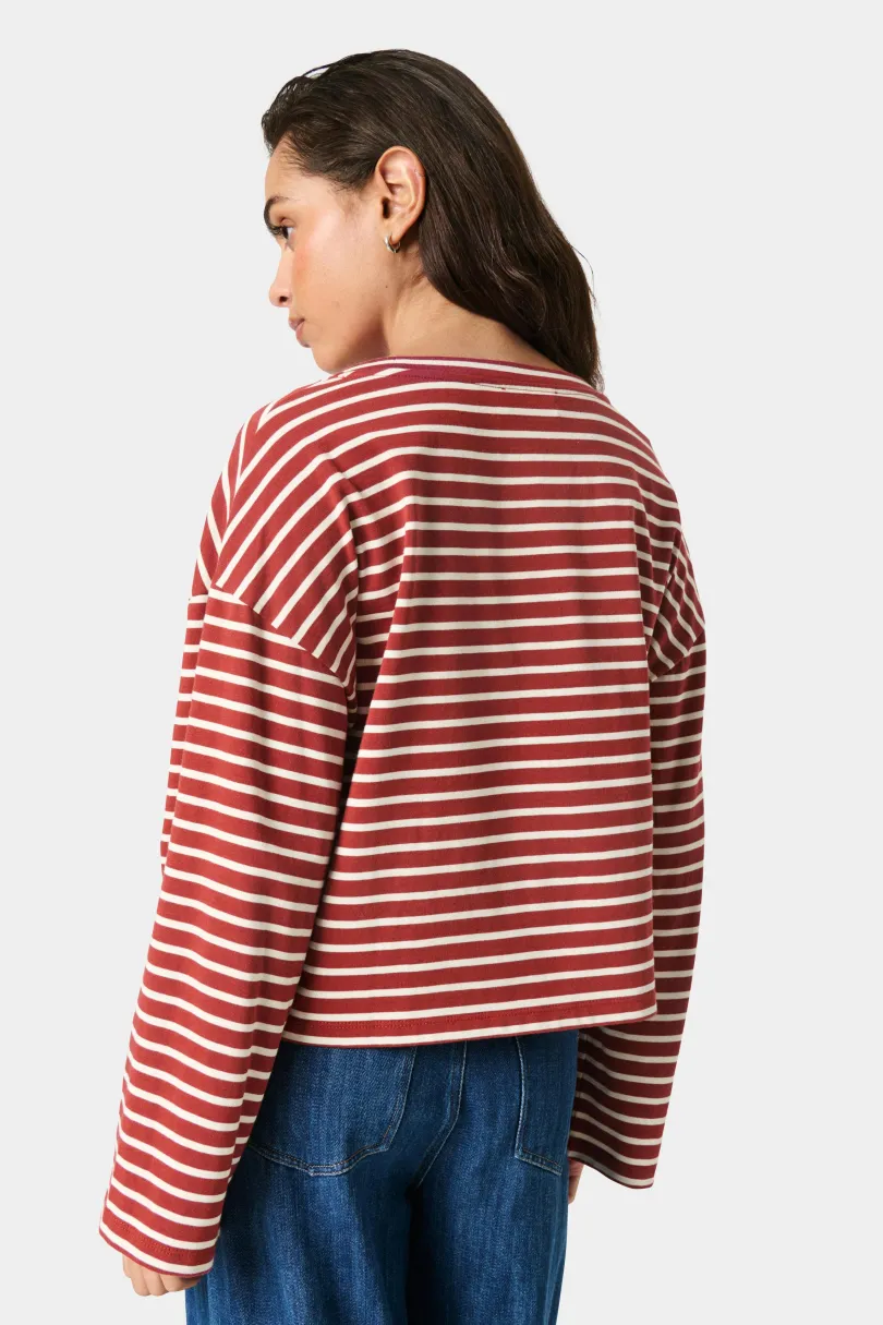 Soaked in Luxury SLNeo T-shirt RussetBrownandWhiteStripe