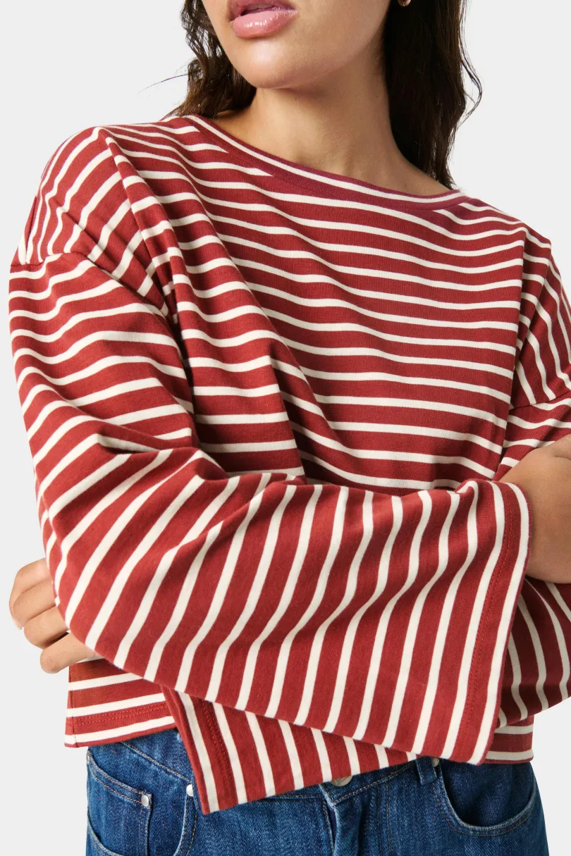 Soaked in Luxury SLNeo T-shirt RussetBrownandWhiteStripe