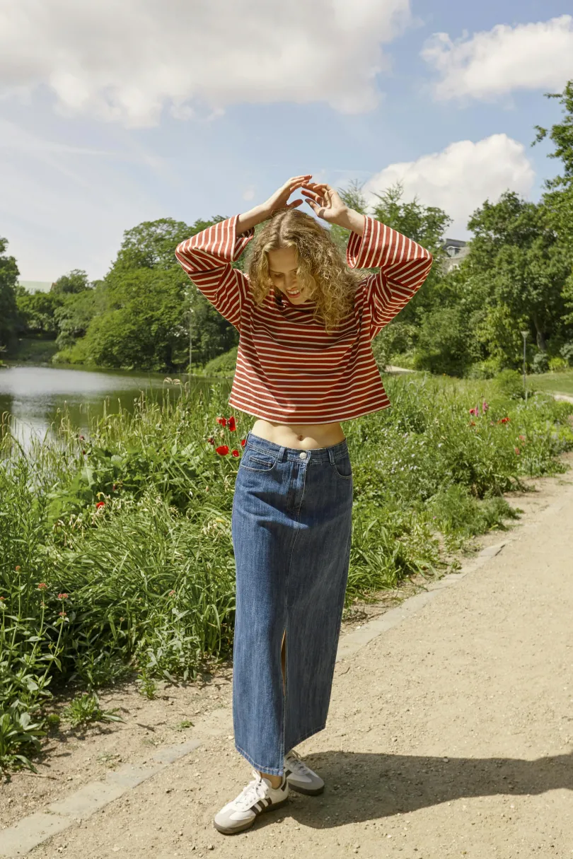 Soaked in Luxury SLNeo T-shirt RussetBrownandWhiteStripe