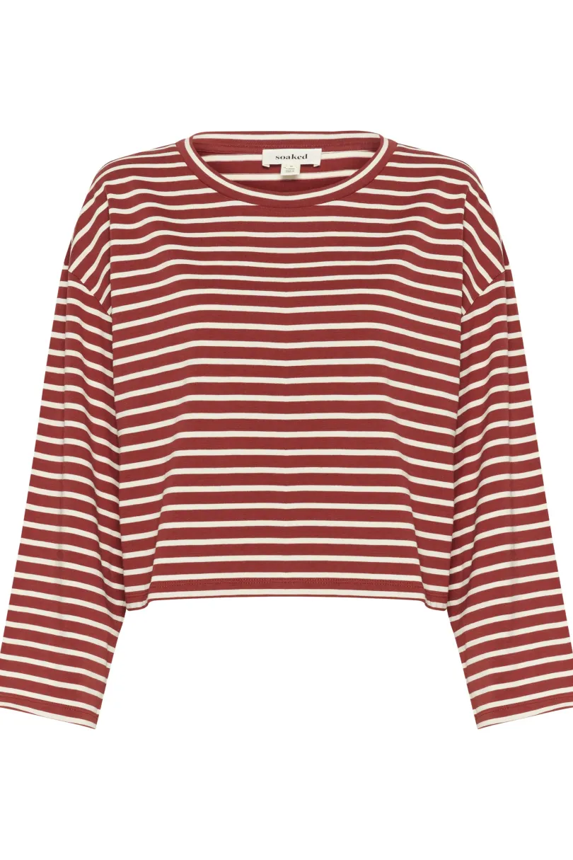 Soaked in Luxury SLNeo T-shirt RussetBrownandWhiteStripe